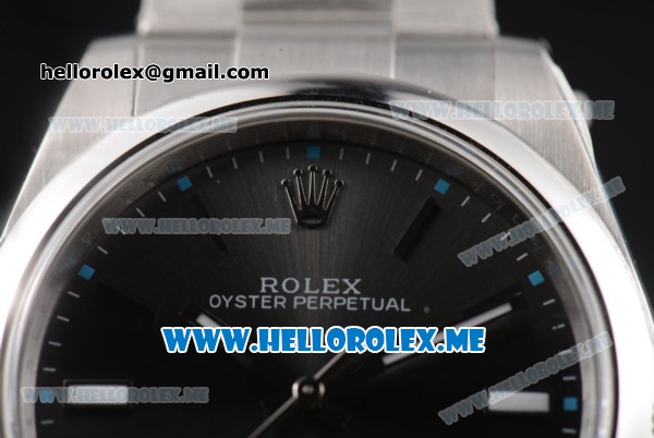 Rolex Oyster Perpetual Air King Clone Rolex 3132 Automatic Stainless Steel Case/Bracelet with Dark Rhodium Dial and Stick Markers - 1:1 Original (JF) - Click Image to Close